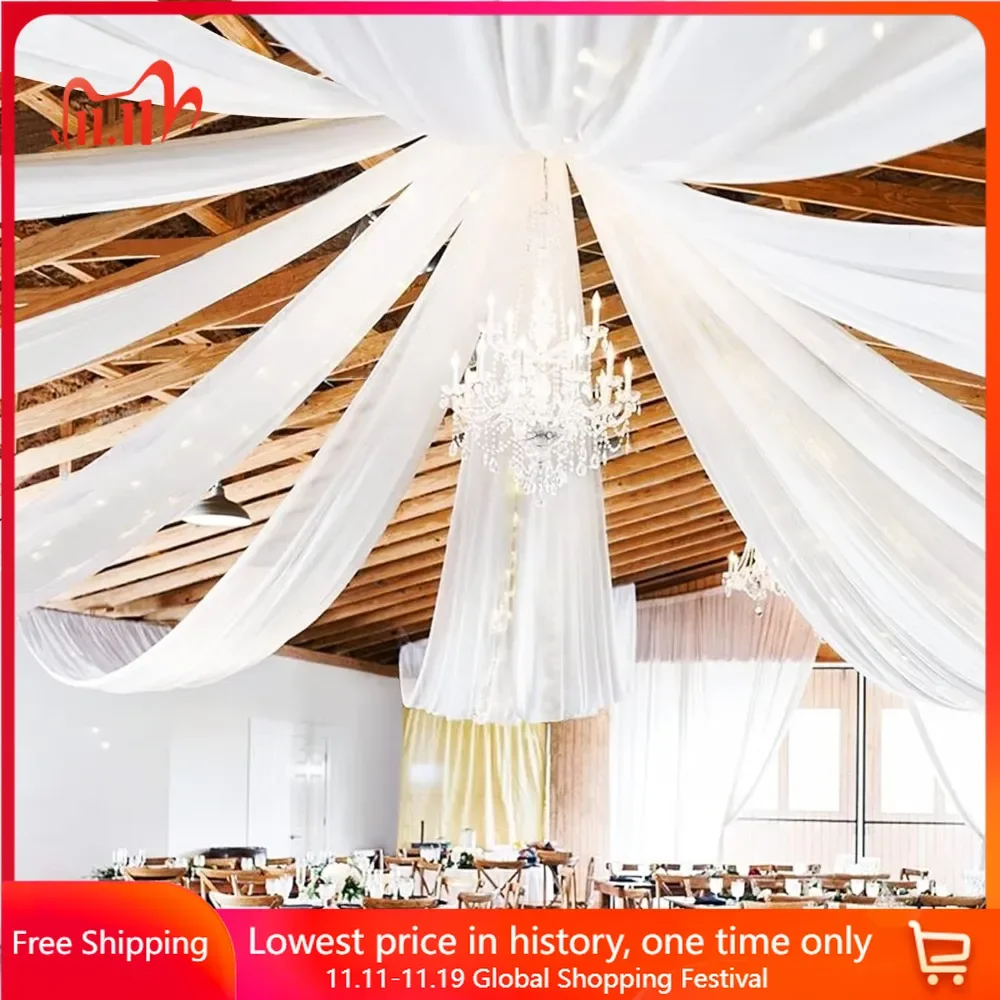 

5ftx20ft Ceiling Drapes for Wedding, Arch Draping Fabric, Sheer Chiffon Drapery Draping, 8 Panels Ceiling Drapes