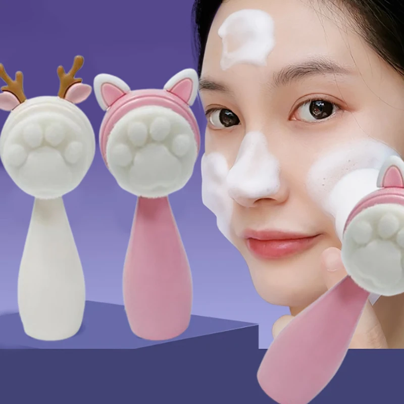 3D Double  Sided Silicone Facial Cleansing Brush Manual Massage Facial Brush Soft Bristles Exfoliator Facial Care Tools