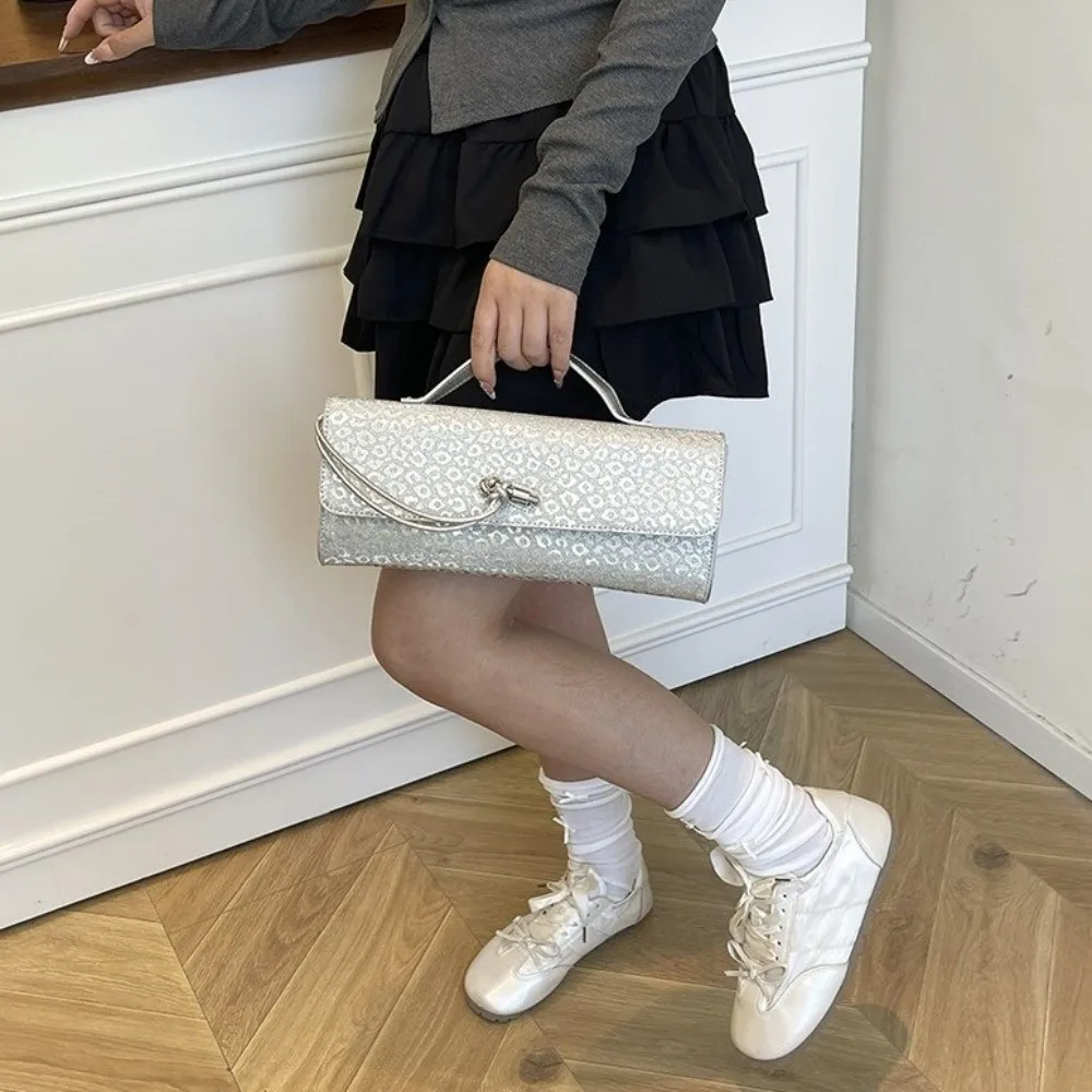 

Durable Large Capacity Women's Handbag Adjustable Strap PU Casual Shoulder Bag Silver Metal Buckle Messenger Bag Daily