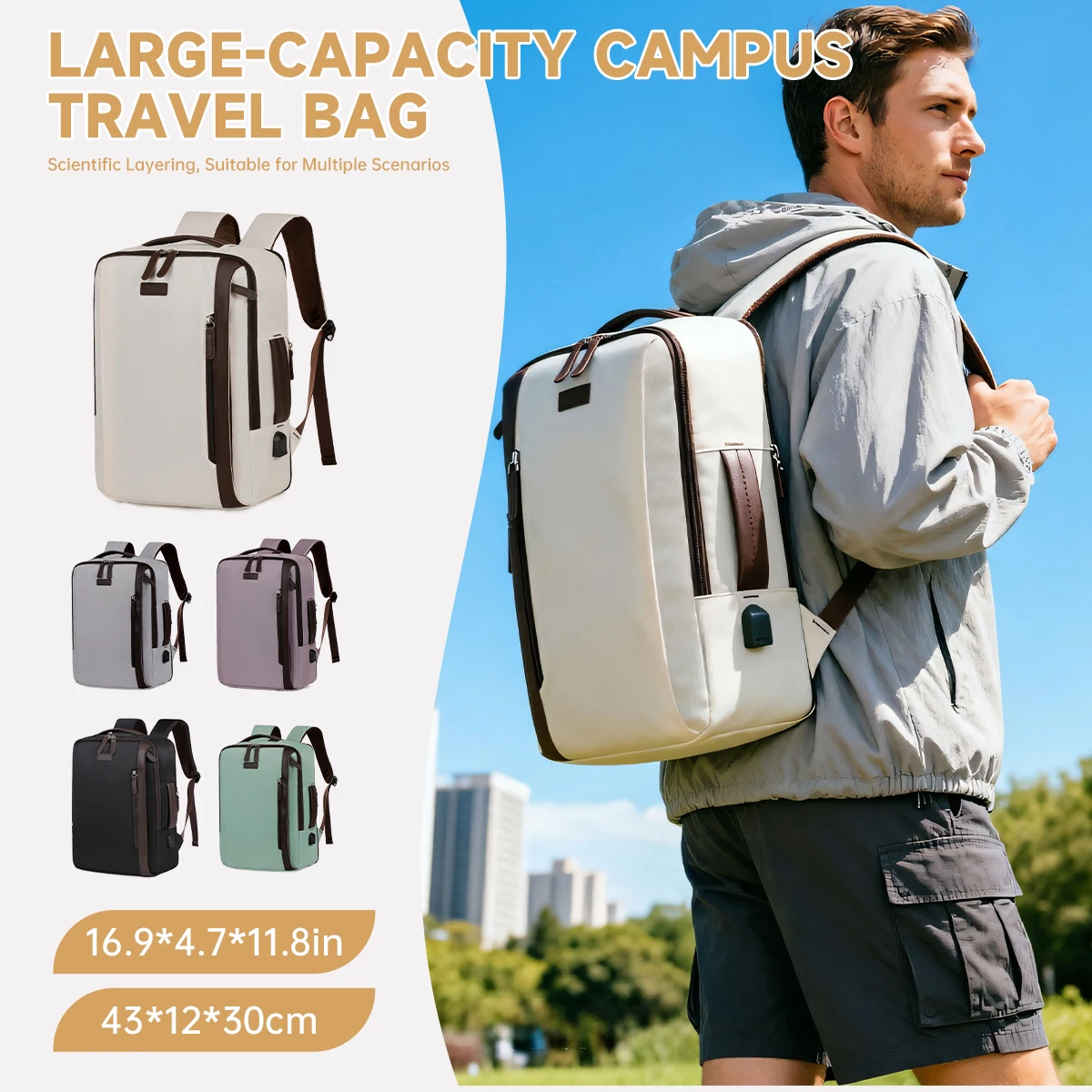German Leisure Traveler Backpack for Female Junior High School Students, Male High School Students, Large Capacity, Weight-Reducing, Spine-Protecting College Student Backpack