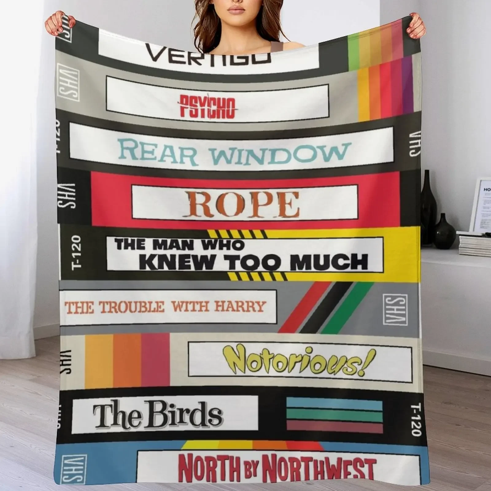 

Alfred Hitchcock VHS tapes Throw Blanket Thermals For Travel Comforter Beach Retros Blankets