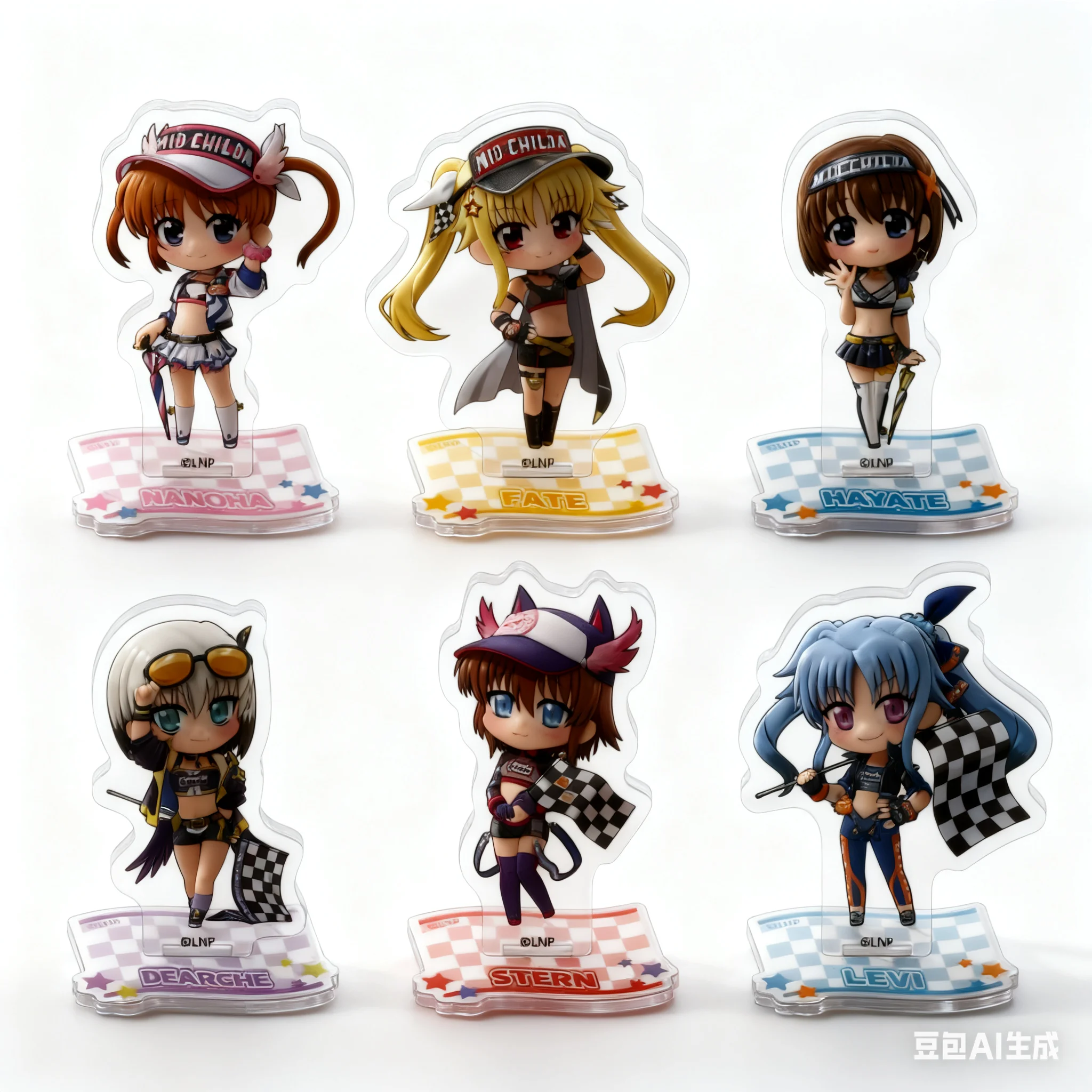 

Anime Magical Girl Lyrical Nanoha Mini Cute Acrylic Stand Model Hayate Yagami Fate Figures Desk Decor Props Gifts