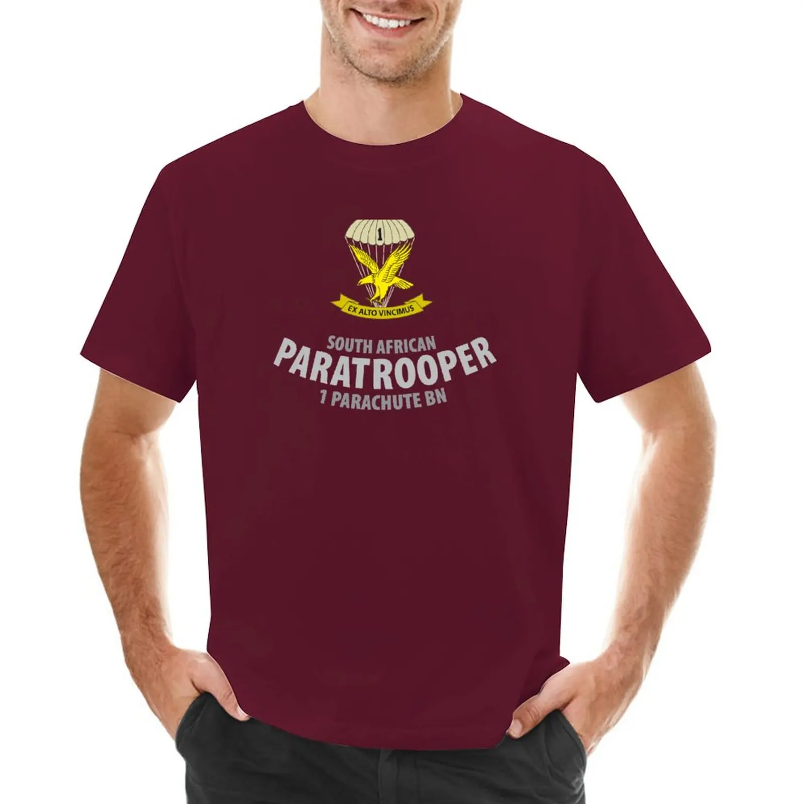 

South African Paratrooper Shirt (1 Parachute Bn) SADF T-Shirt animal prinfor boys sweat Short sleeve tee oversized t shirt men