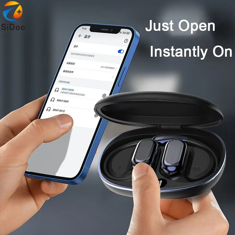 Auriculares inalámbricos con Bluetooth, cascos inteligentes ajustables con tacto para deportes, batería de larga duración, sin dolor, para Xiaomi y iPhone