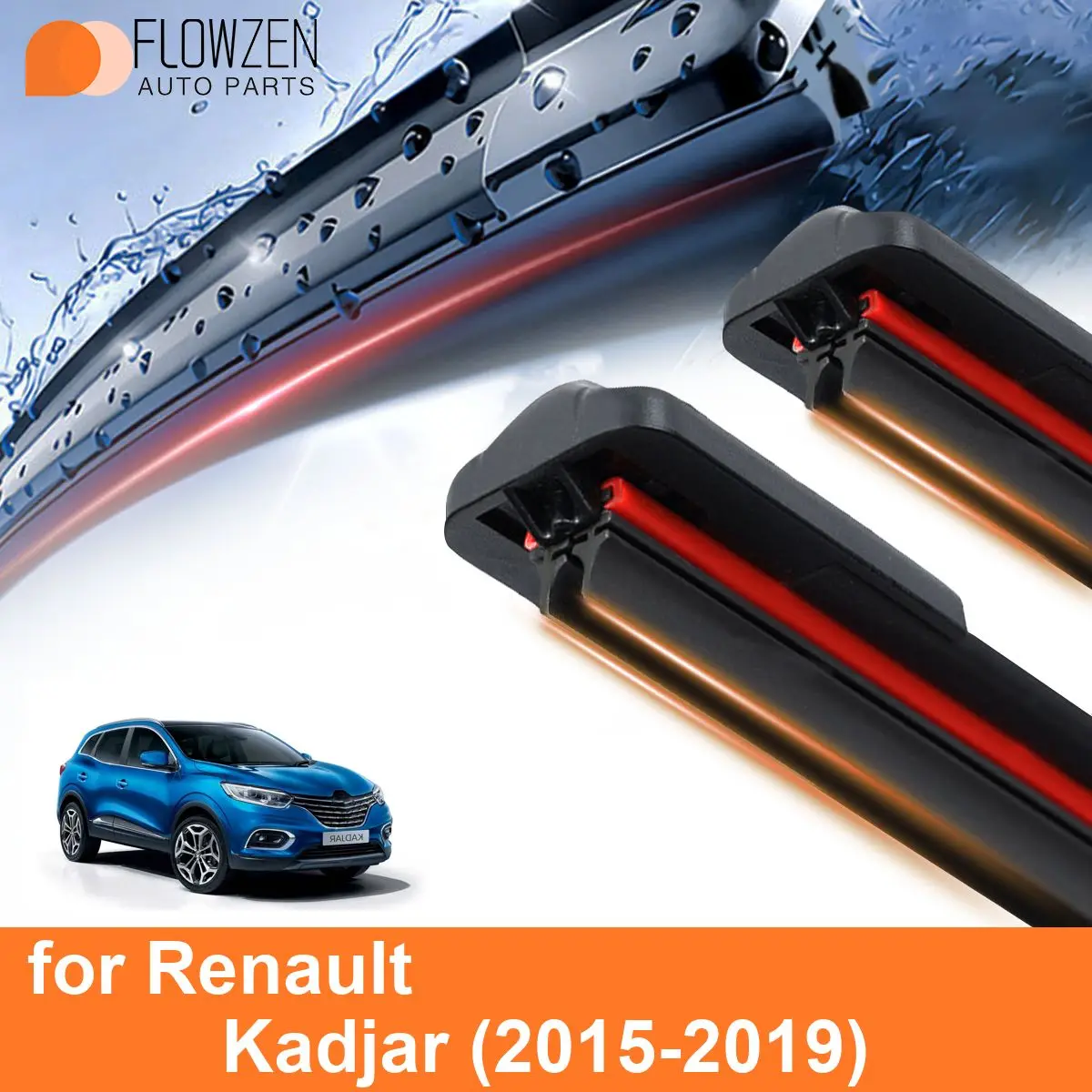 Car Windshield Wiper Blades for Renault Kadjar Double Rubber Frameless Bracketless WipersSoft Accessories 2016 2017 2018 2019