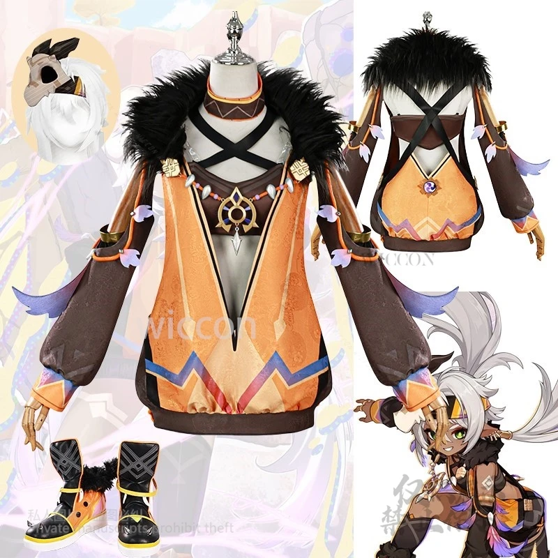 

Anime Game Genshin Impact Cosplay Iansan Costume Dress Uniform Shoes White Wig For Women Girl Halloween Party Cosplay Customized
