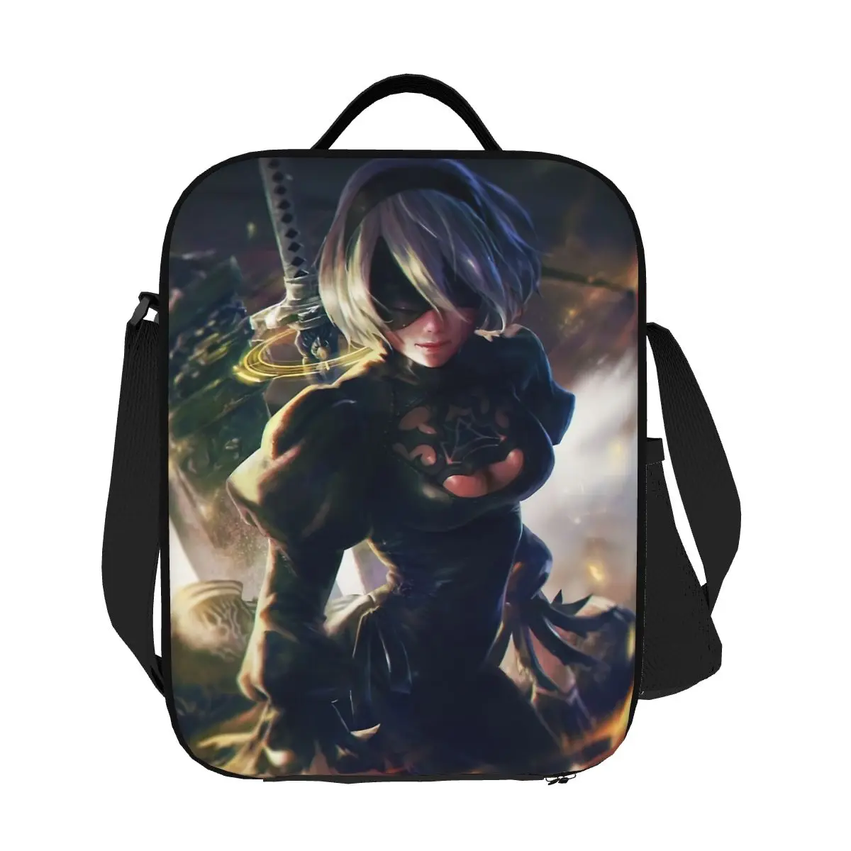 

Custom Anime Cartoon Game Nier Automata Insulated Lunch Bags for Women Sexy Girl Yorha Resuable Thermal Cooler Food Bento Box