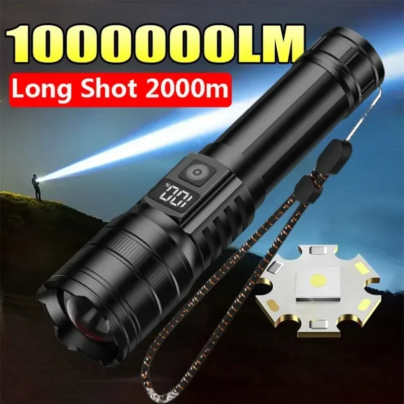 

Мощный белый лазерный светодиодный фонарик, портативный перезаряжаемый ручной фонарь типа C для кемпинга, уличный рабочий свет для кемпинга