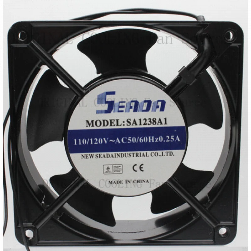 

Промышленный осевой вентилятор B+ Seada SA1238A1, 110/120В AC, 0.25А, 2 провода, 120x120x38мм
