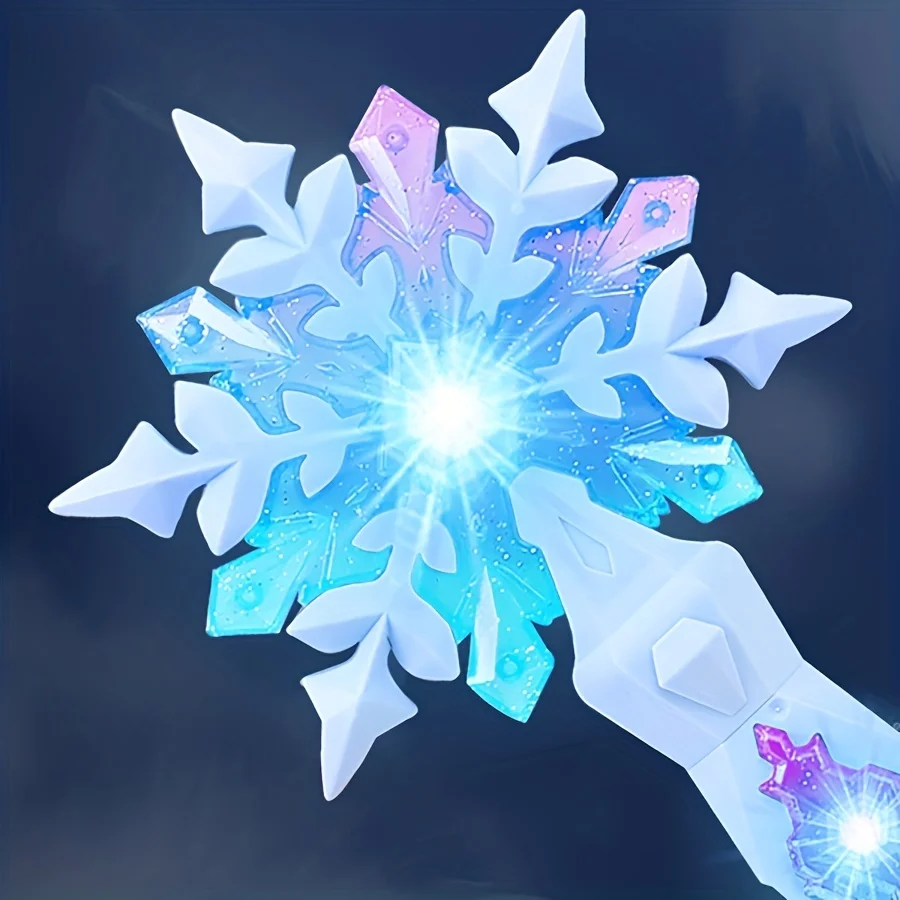 Prinzessin Schneeweiße Zauberstab Spielzeug Schneeflocken-Licht- und Soundstäbe Kinder Cosplay Fee Mädchen Leuchtende Zauberstäbe Weihnachten Halloween Kinderspielzeug – Detail 5