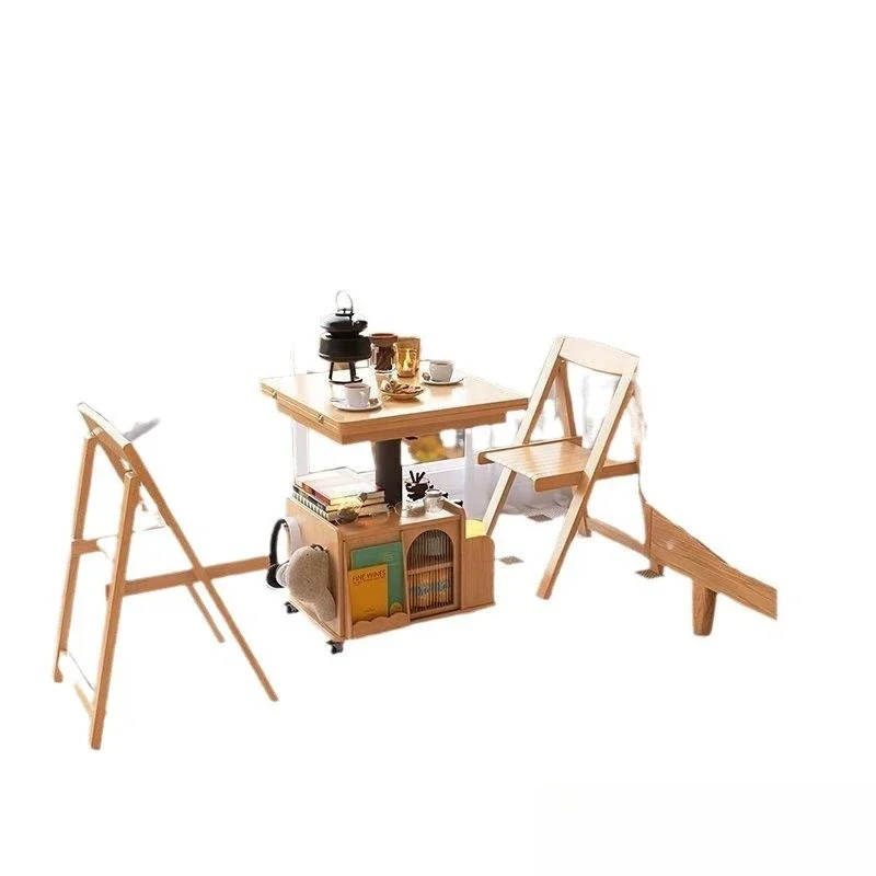 

Solid wood lifting coffee table mobile cart tea table folding multi-functional living room