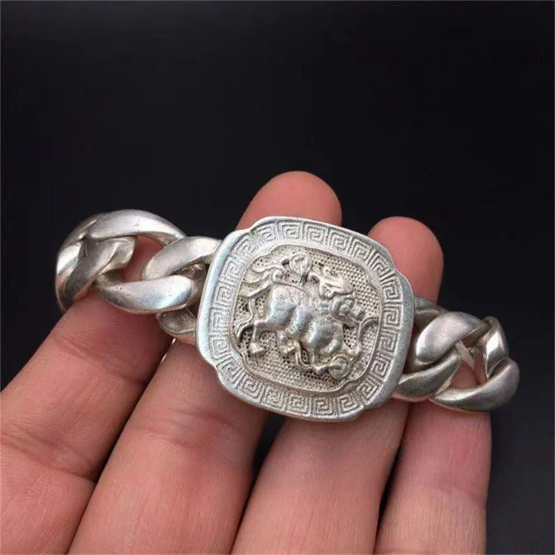 Mai Chuang/China Tibetan Silver Exquisite Kirin Blessing Bracelet Personalized Luxury Fashion Accessories Men Women Couples Gift