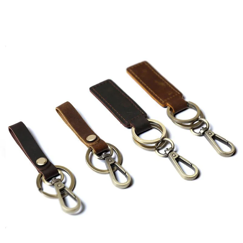 Original Personality Handmade Leather Keychain Retro Leather Car Keychain Crazy Horse Leather Artistic Leather Goods