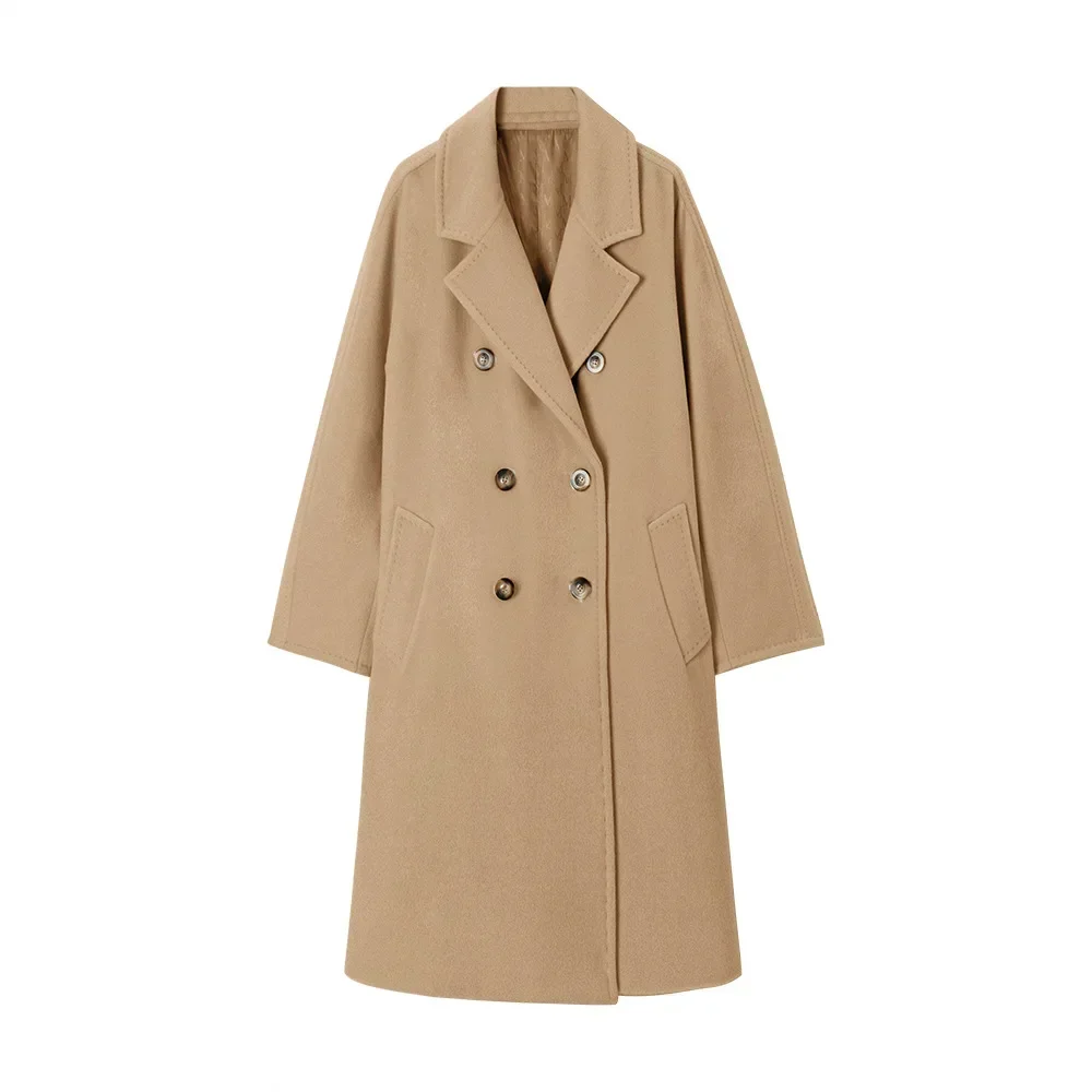 Velvet loose women's wool medium and long coat coat women