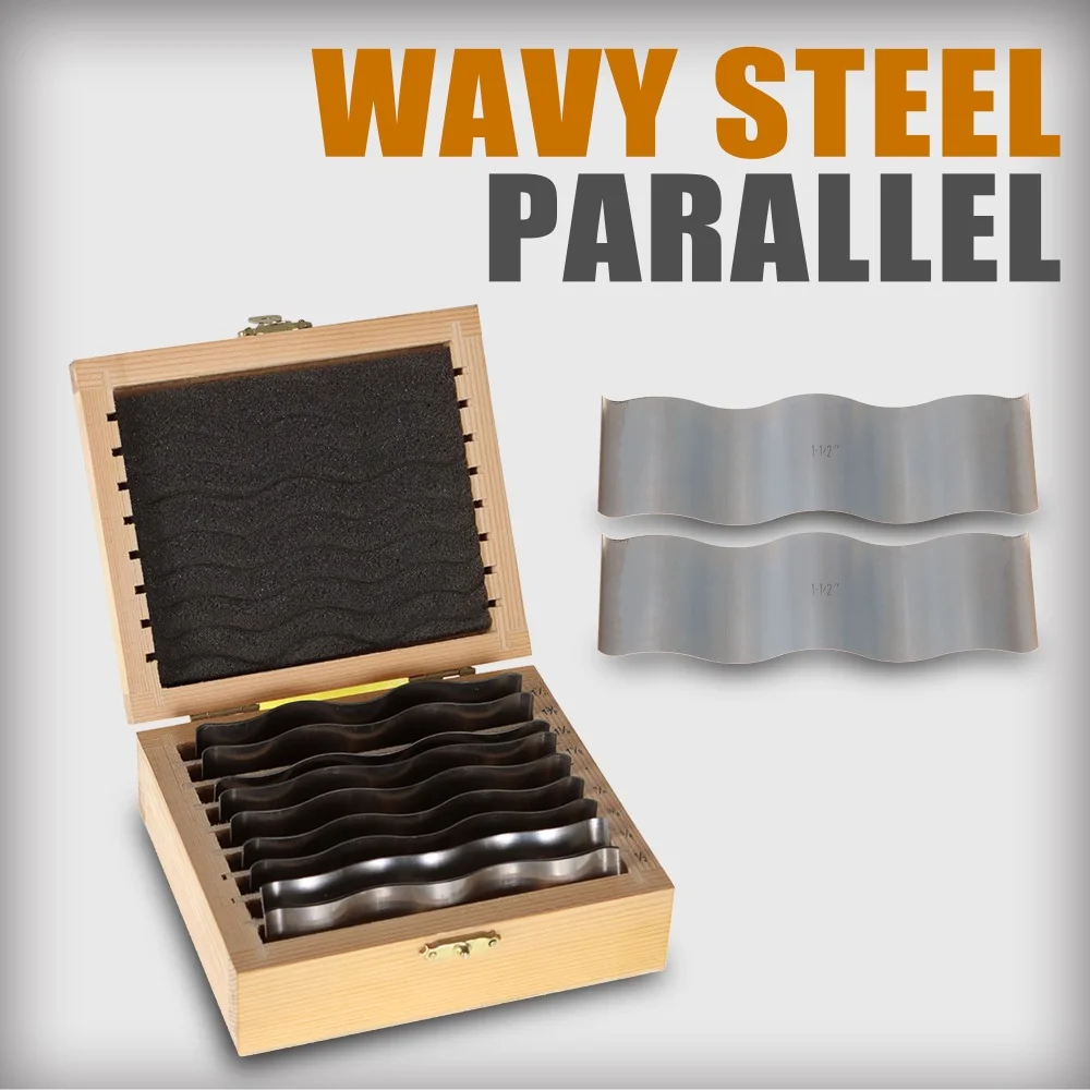 Set di 9 blocchi paralleli ondulati con precisione 1/8 da 0,0002 Parallelismo da 1/2 a 1-1/2 Set parallelo ondulato per macchinista in acciaio temprato