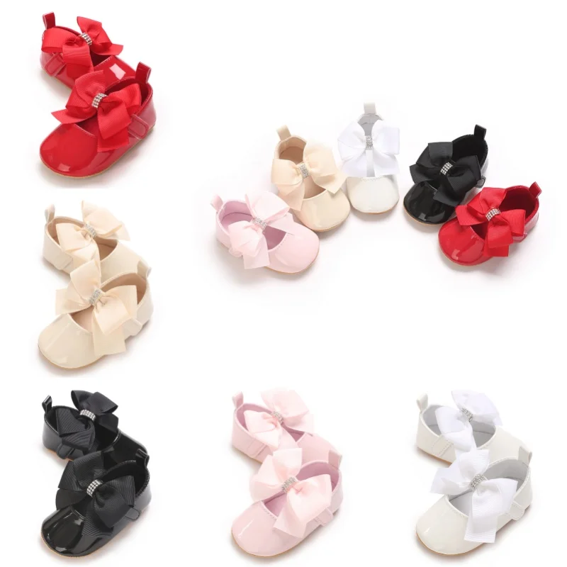 

Cute Princess Baby Shoes Spring and Autumn Edition Butterfly Bow Decoration PU Soft Bottom Suitable for 0-1 Year Old Baby
