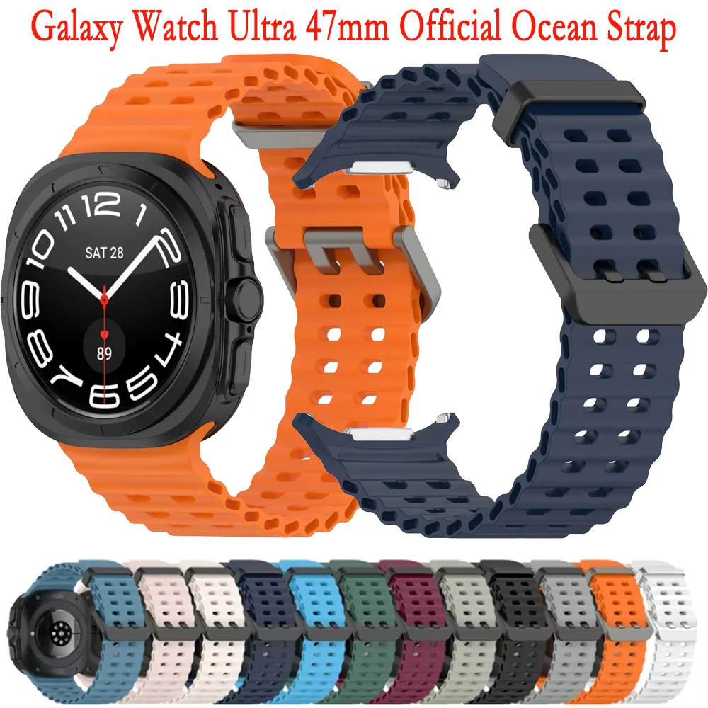 Официальный силиконовый ремешок Ocean для Samsung Galaxy Watch 8 Ultra 47 мм, спортивный ремешок, браслет Galaxy Watch 7 Ultra Correa