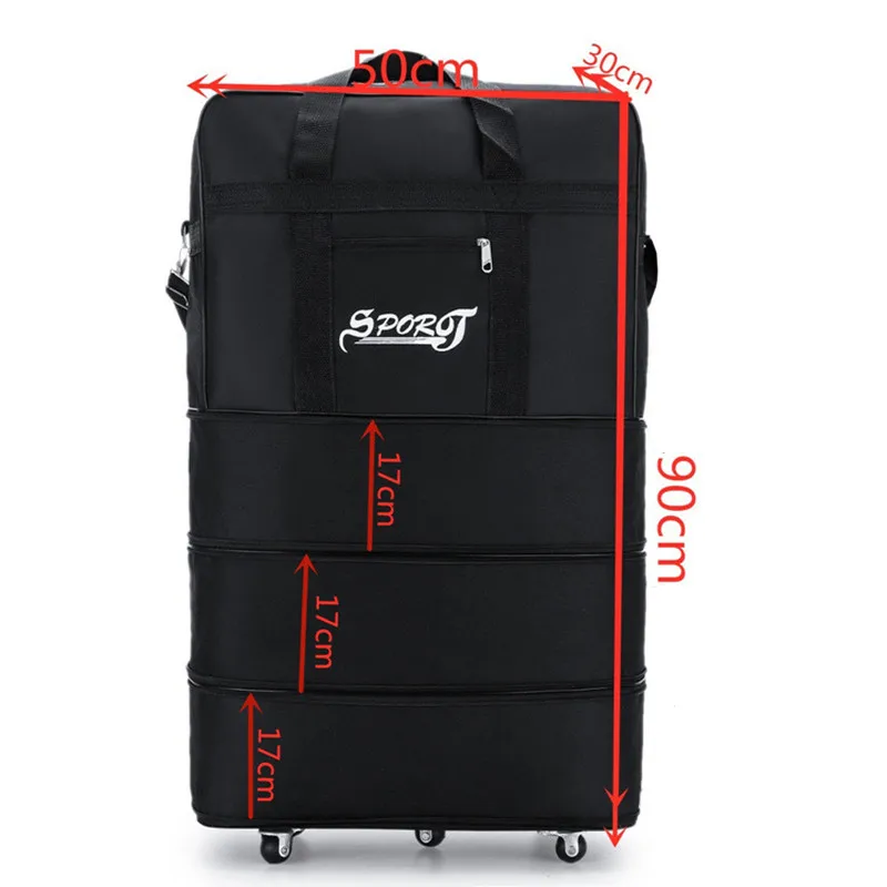 New Large Capacity Foldable Durable Luggage Trolley Case Oxford Waterproof Durable Wheeled Travel Bag Luggage