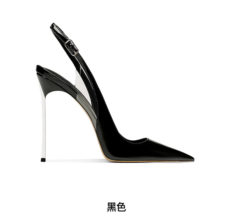 Blue Patent Leather 2025 Spring New Pointed Stiletto High Heels Women