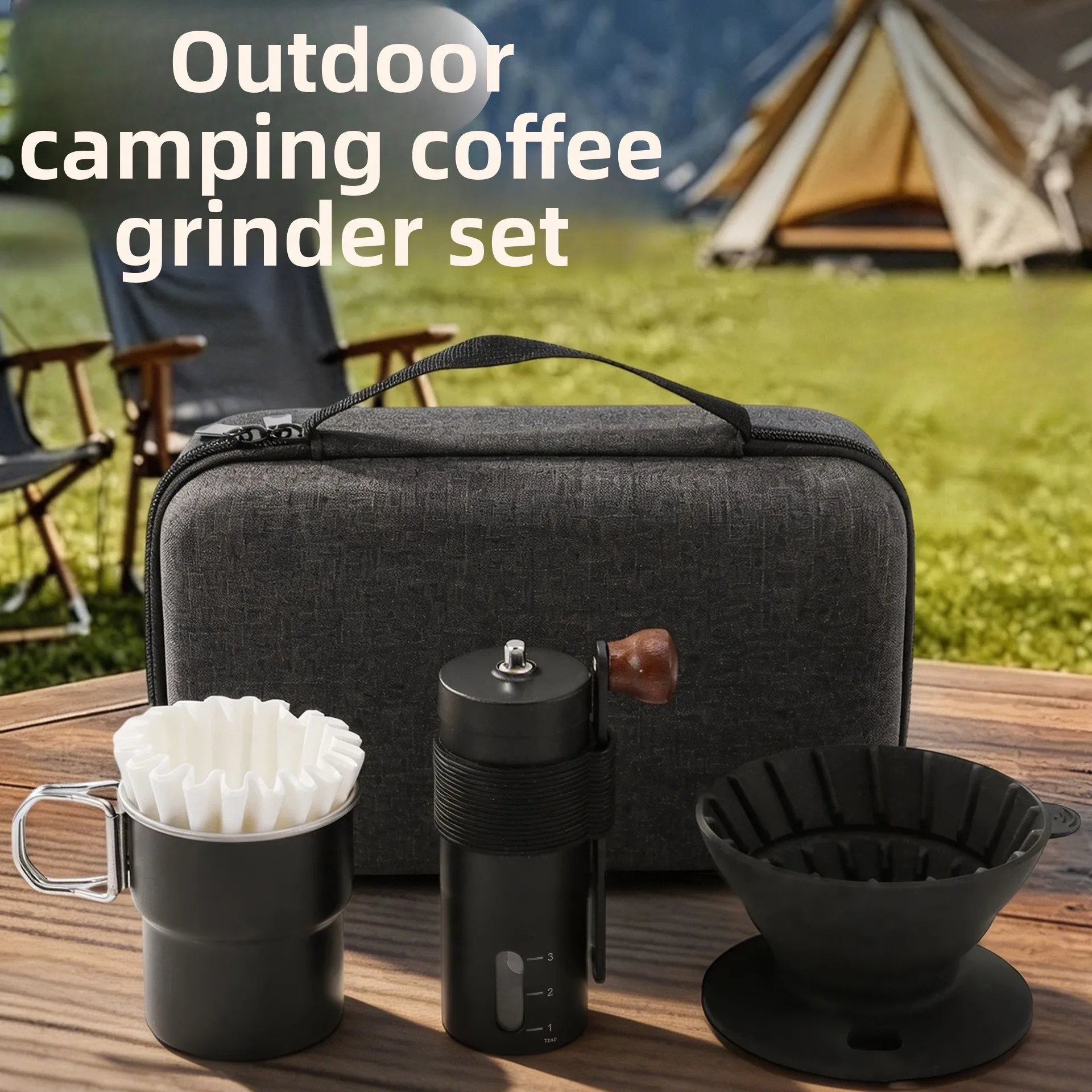 Multi Purpose Home Coffee Brewing Kit Hand Operated Grinder Pour Over Vessel For Camping Short Trip