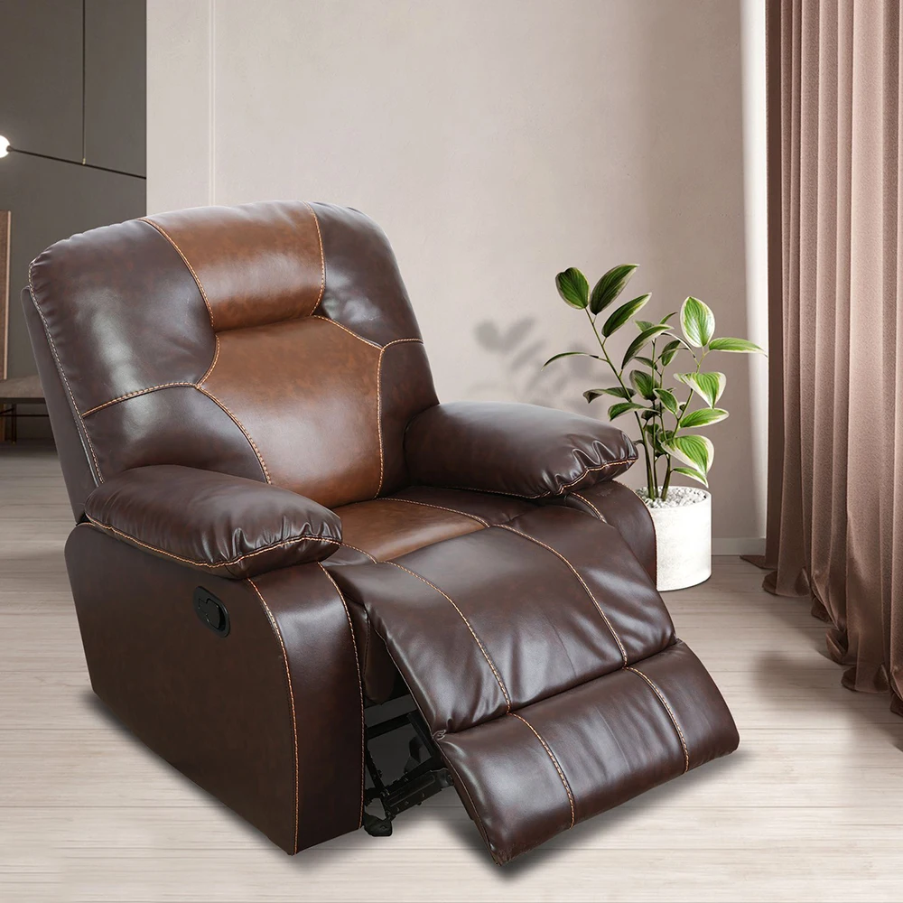 

Brown Bonded Leather Chair Living Room Sofa Living Room Furniture Comfy Breathable Recliner Chairs Luxury Modern Sofa