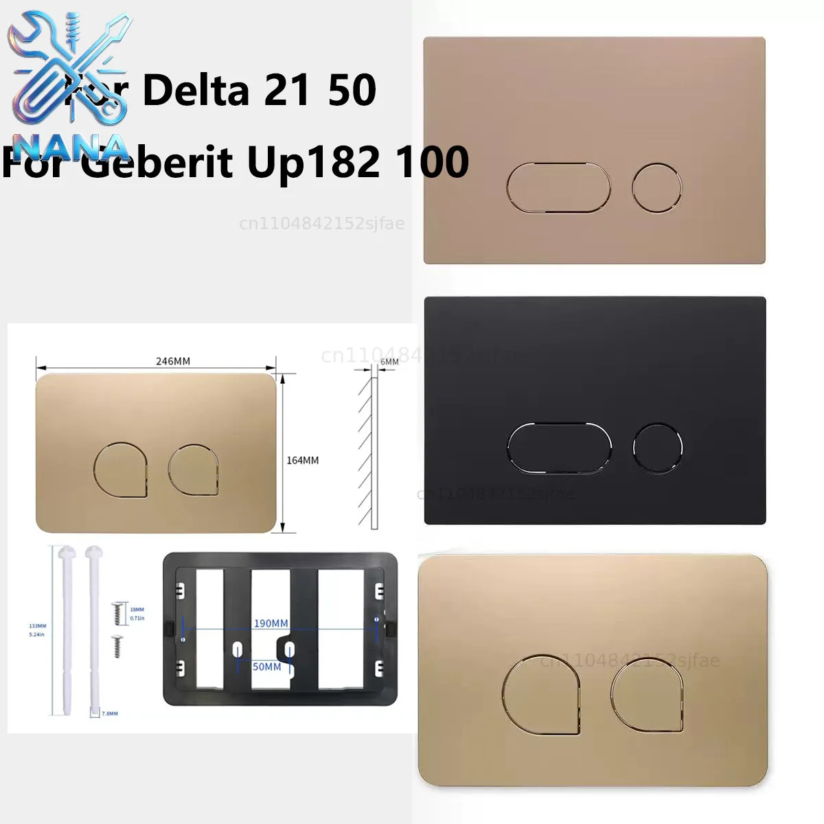 Dual Actuator Flush Plate for Geberit Up182 100  Conceal Cistern for Delta 21 50 Series Panel Wall-mount Hidden Tank Button