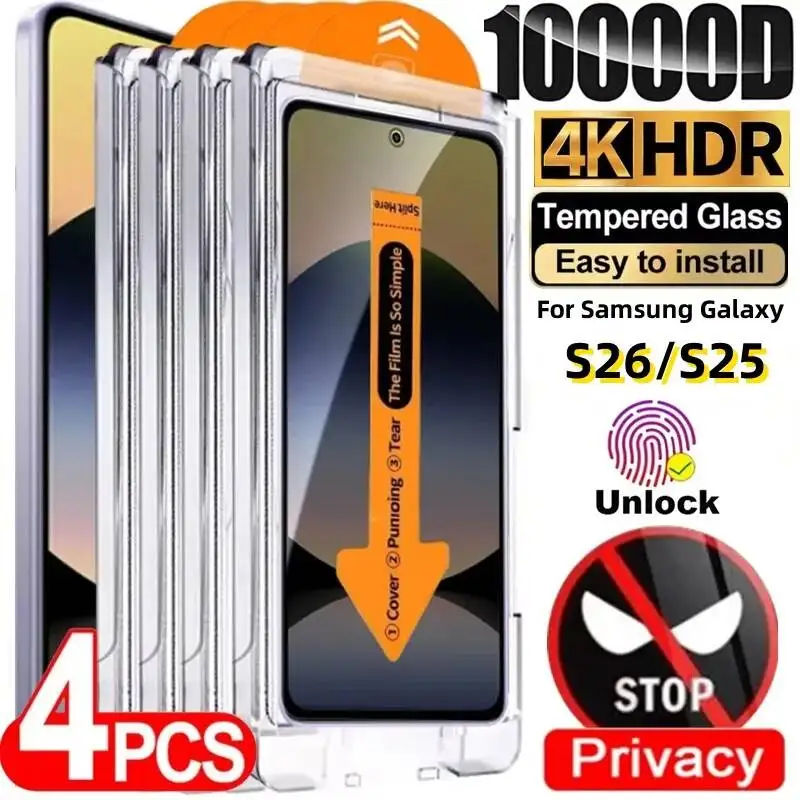 

Dust Free Easy To Install Privacy Screen Protector For Samsung S24 S25 Ultra S26 Edge S23 S22 S21 Plus Anti-Spy Tempered Glass