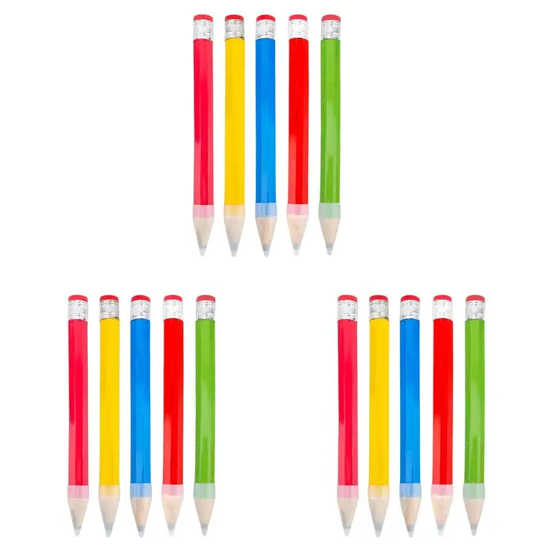 Superior-15 Pack 14 Inch Wooden Jumbo Pencils With Cap Funny Novelty Inspirational Giant Wood Pencils For Kids