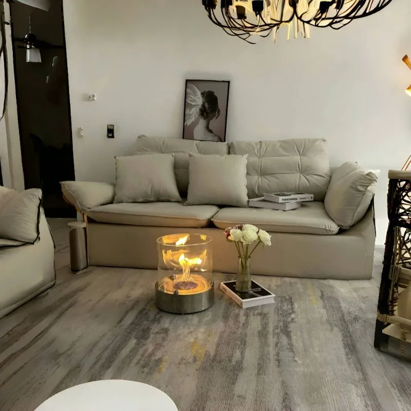 Real flame atmosphere ornament next to the sofa Indoor heating furnace