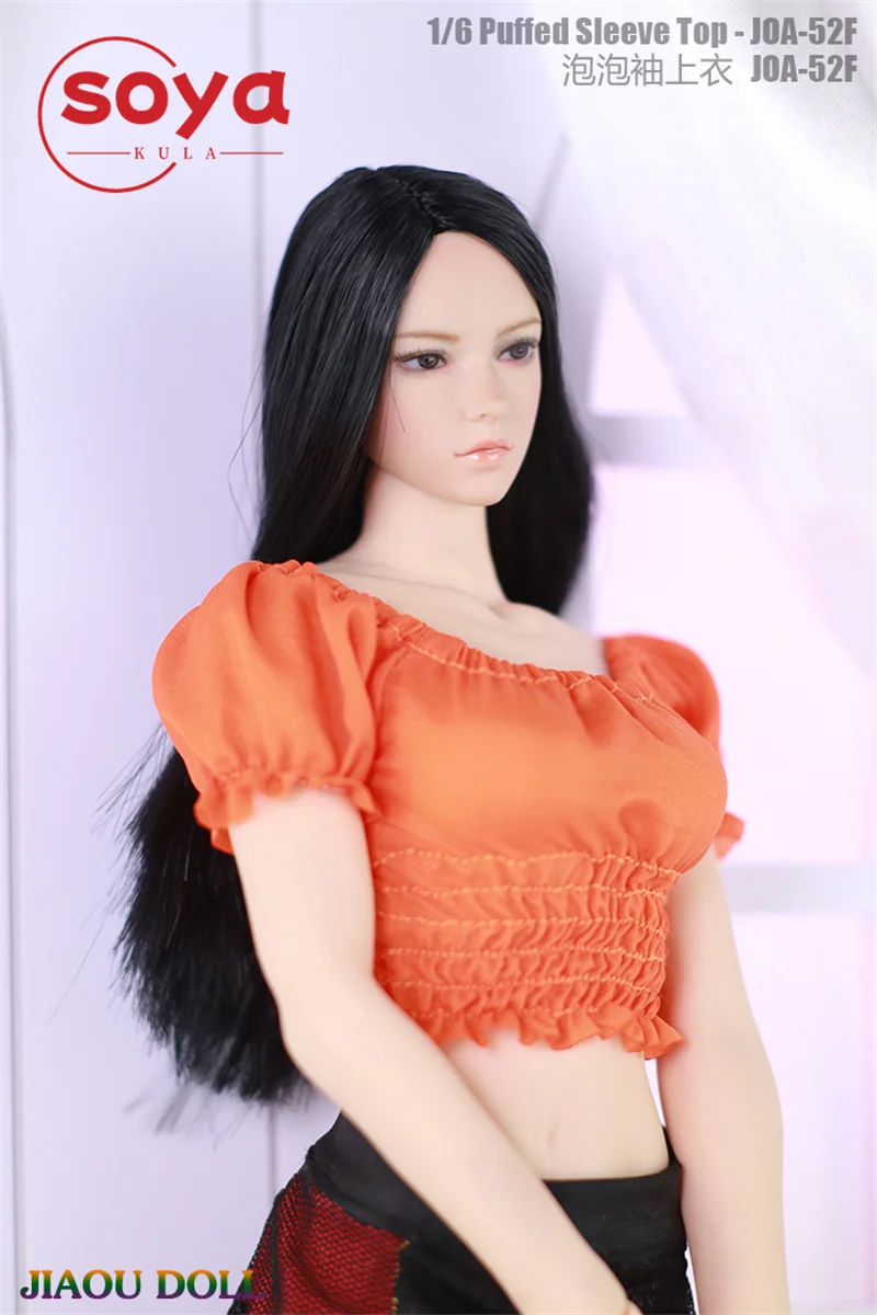 JOA-52 1/6 Skala Puff Sleeve Plissee Top Kurze T-shirt Kleidung Modell Fit 12'' PH TBL Weibliche Soldat Action figur Körper Puppen