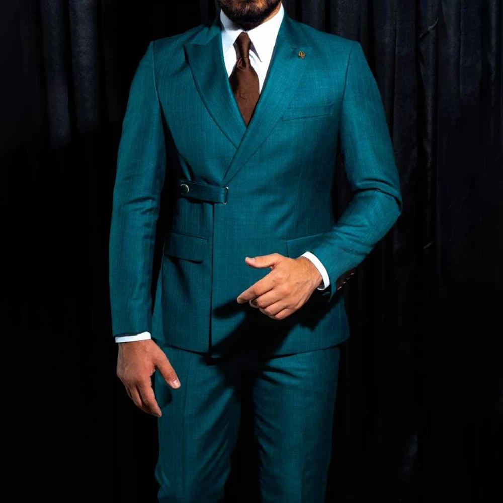 

Стильный мужской костюм: элегантный однотонный комплект из 2 предметов (пиджак и брюки), формальная одежда для свадьбы, роскошный костюм с острым лацканом, приталенный крой