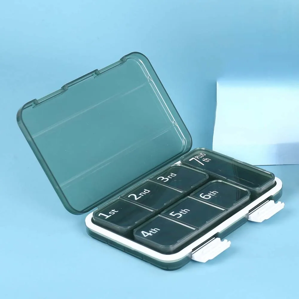 

Portable Weekly Pill Storage Box Tablet Splitters Separate Compartments Pill Dispenser Moisture-proof Large Capacity