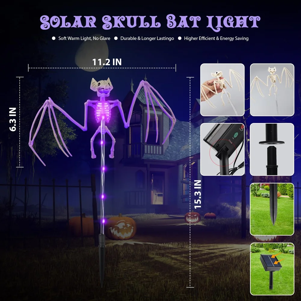 

Солнечные светильники AWAH для Хэллоуина, 2 шт., для украшения сада, кладбища, дома, вечеринки, подарок