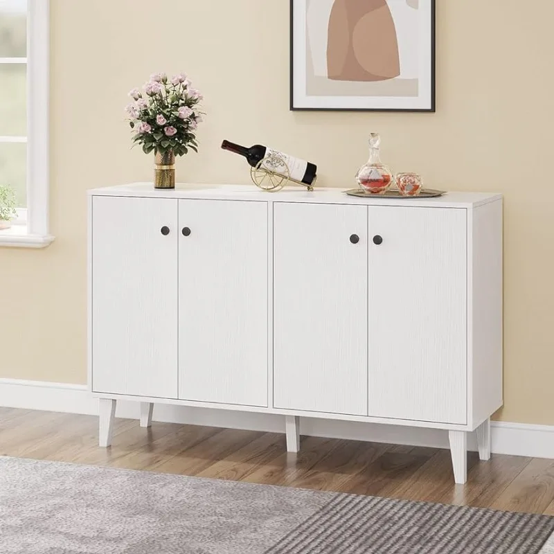 

Sideboard Buffet Cabinet Kitchen Storage Cabinet Living Room 4 Doors Console Table (White)