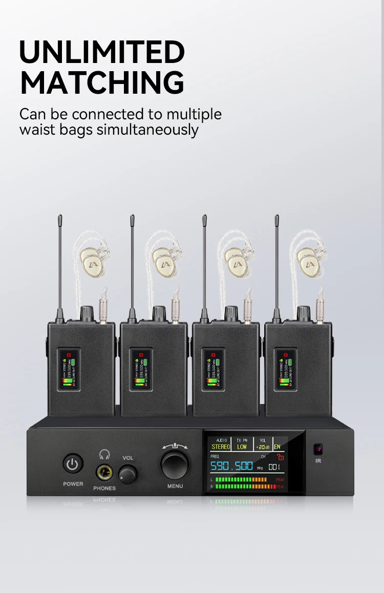 Paulkitson EM-1100 Drahtloses In-Ear-Monitoring-System 24Bit 192KHz Stereo Mono Klarer Klang Stabiles Signalband Live-Performance – Detail 8