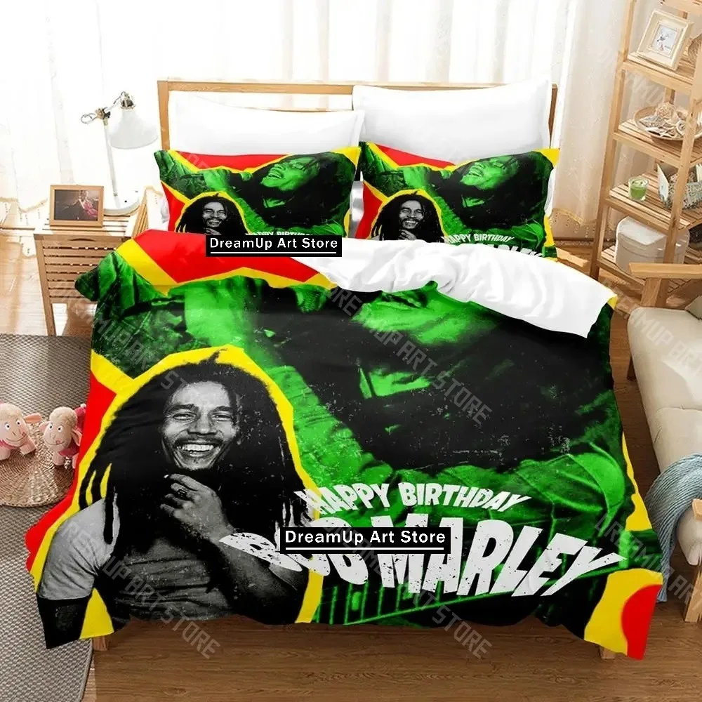 3D Printed Retro Bob Marley lion Bedding Set for Boys Girls Duvet Cover Pillowcase Twin Queen King Full Single Double Sizes