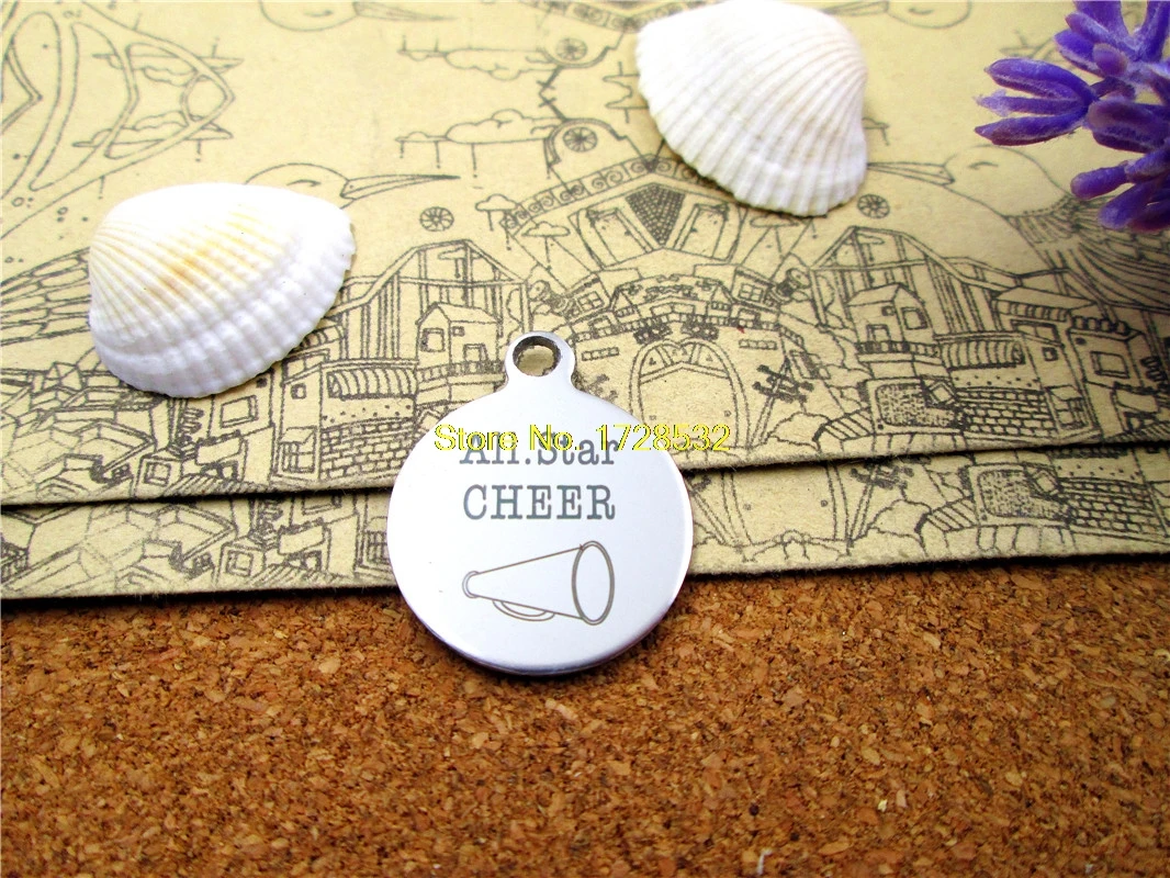 

20pcs/lot--stainless steel charms " CHEER" 5 style for choosing DIY Charms Pendants