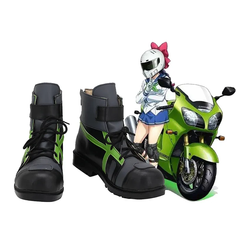 

Ridingirls Anime Raimu Kawasaki Cosplay Boots Grey Leather Shoes Custom Made Any Size
