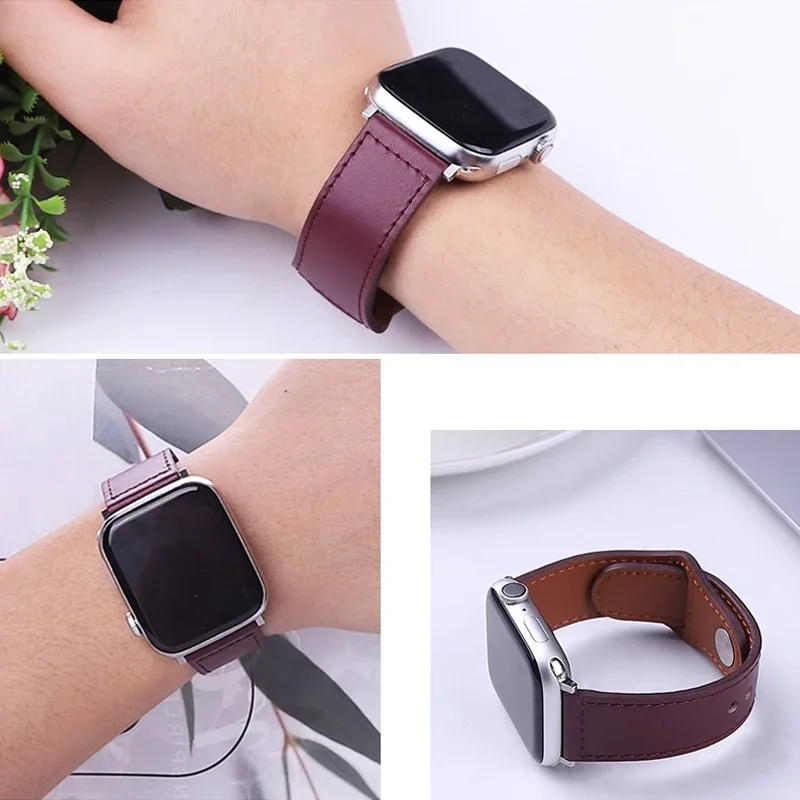 الأشرطة الجلدية ل سوار ساعة أبل الترا 2 49 مللي متر 44 مللي متر 40 مللي متر 38 مللي متر/42 مللي متر 46 مللي متر سوار iWatch سلسلة 10 9 8 7 3 4 5 6 se 41 مللي متر/45 مللي متر