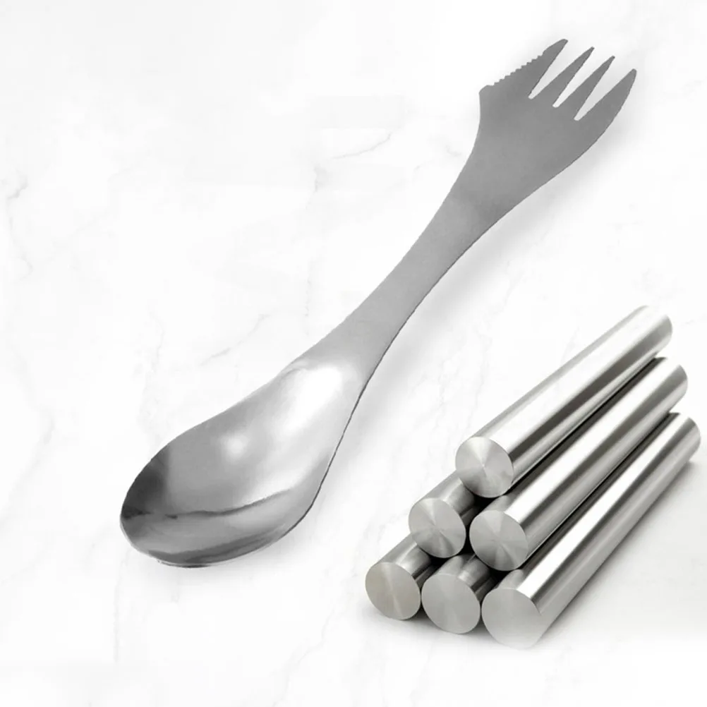 

2Pcs Three-Purpose Spoon Stainless Steel Tableware One-Piece Molding Lightweight Multipurpose Picnic Dessert Fork Cutter