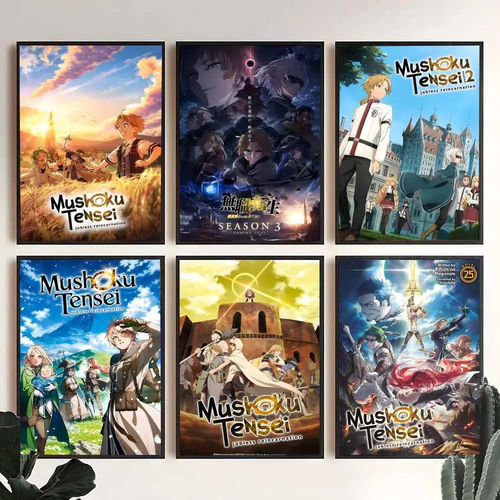 Anime M-Mushoku Tensei Jobless Reincarnation Poster Decorative Wall Art Stickers Mural For Home Living Room Hallway Decor Gift