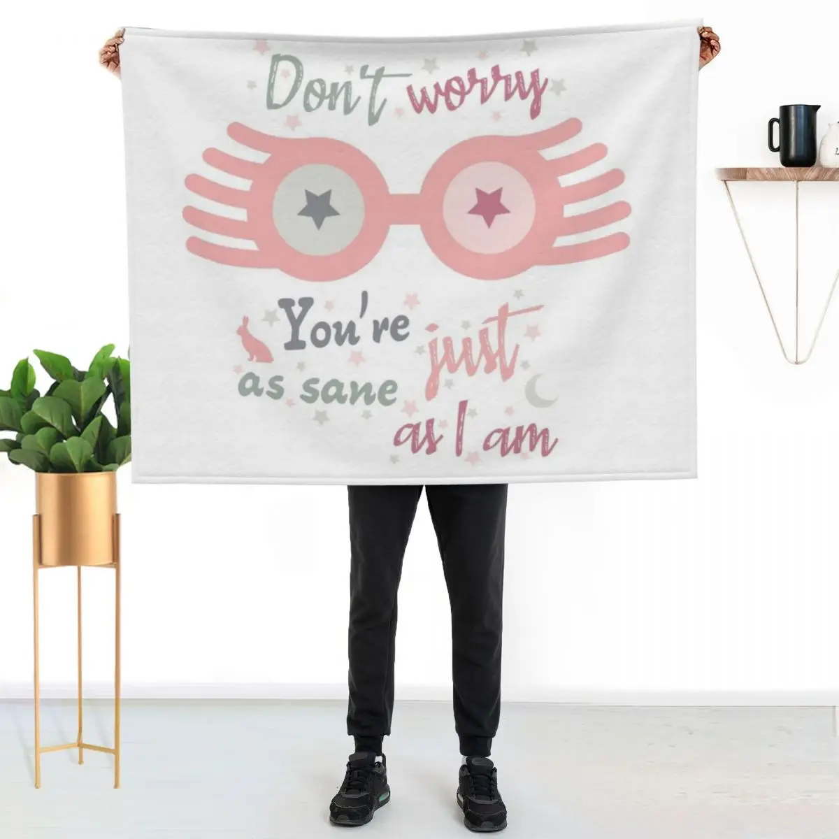 luna illustration Throw Blanket couch cozy soft plush fuzzy picnic outdoor blanket