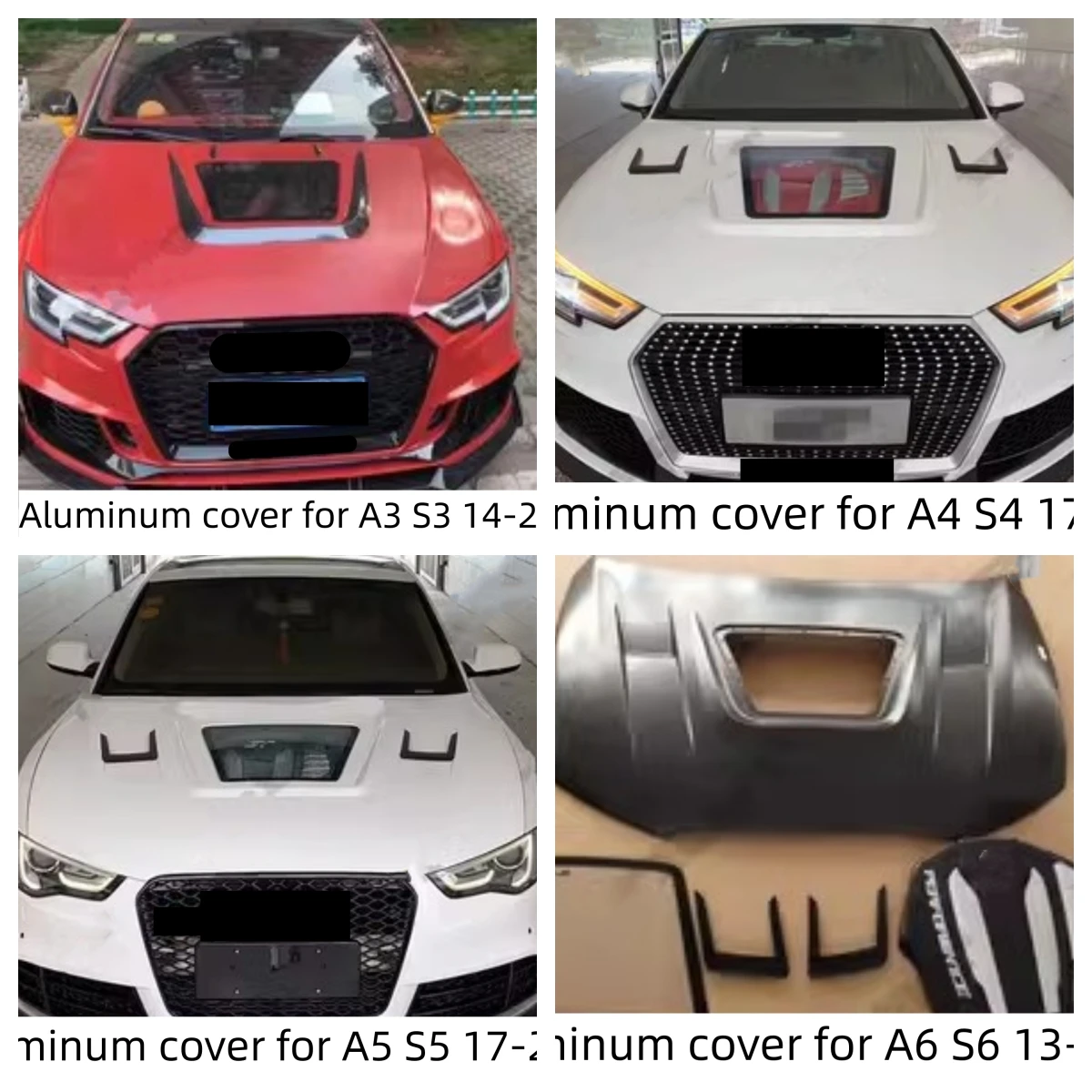 

Body Kit Aluminum Engine Cover for Audi A3 S3 A4 S4 A5 S5 A6 S6 13-20 Transparent Hood Light Weight Bonnet Car Accessories