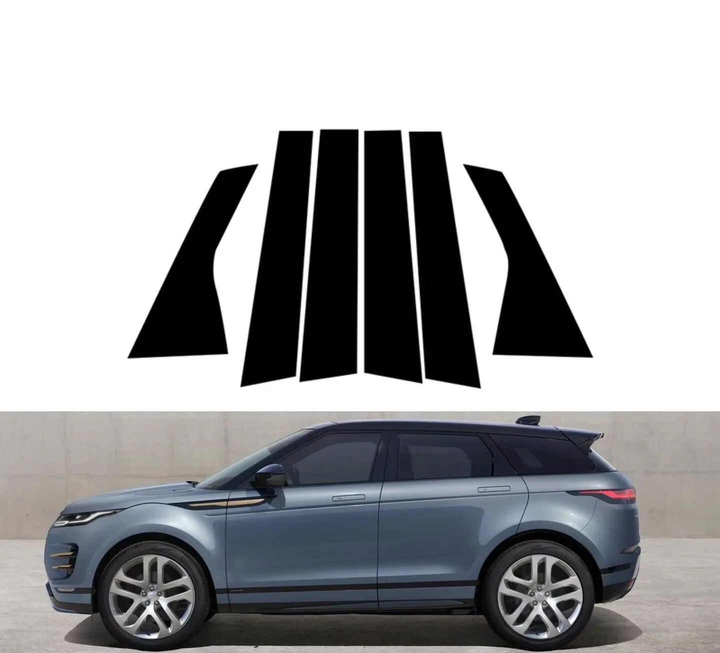 6PCS Glossy Black Pillar Posts Fit For Range Rover Evoque L551 5-Door 2019-2023Window Door Column B C Pillar Post Cover Trim