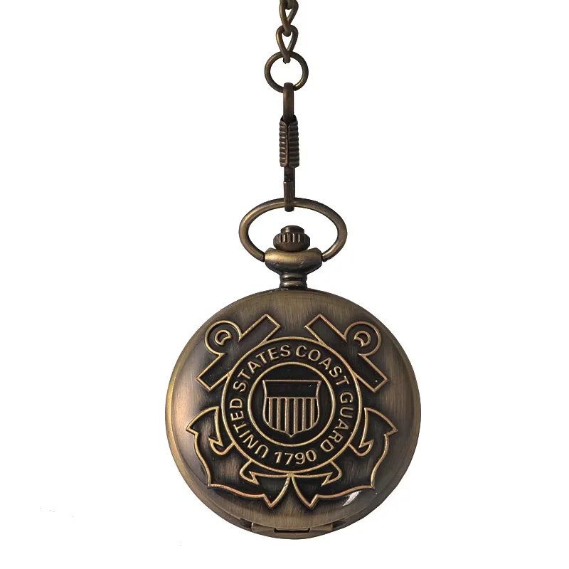 

8831Retro large bronze relief crown quartz pocket quartz watch iron anchor retro pocket watch with necklace
