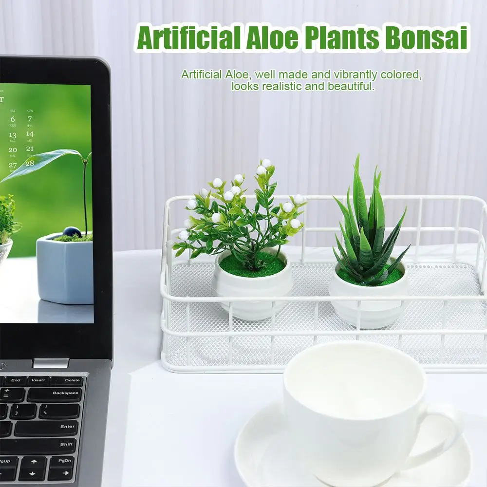 

Mini Artificial Aloe Plants Bonsai Small Simulated Tree Pot Plants Fake Flowers Office Table Potted Ornaments Home Garden Decor