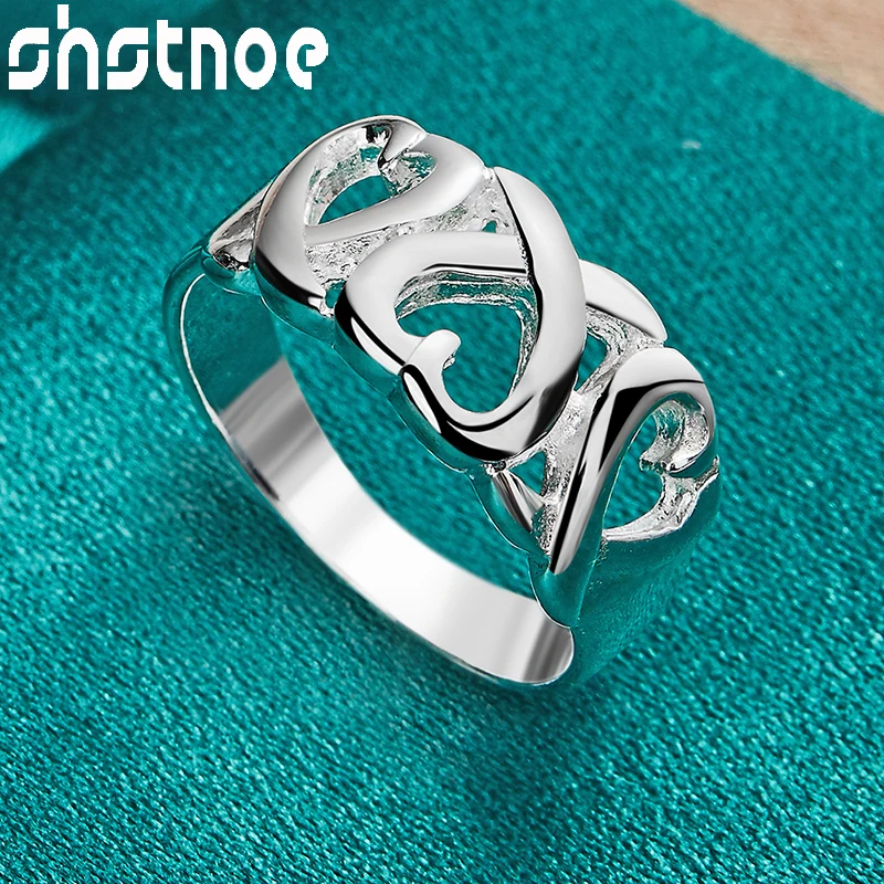 

SHSTONE 925 Sterling Silver Heart Ring For Women Wedding Birthday Engagement Beautiful Romantic Fashion Fine Jewelry Gifts