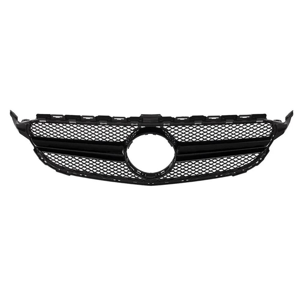 New! AMG Style Front Grille For Mercedes Benz W205 C Class 2014-2018 C180 C200 C250 C300 C350 C43 Upper Bumper Hood Mesh Grid Gr