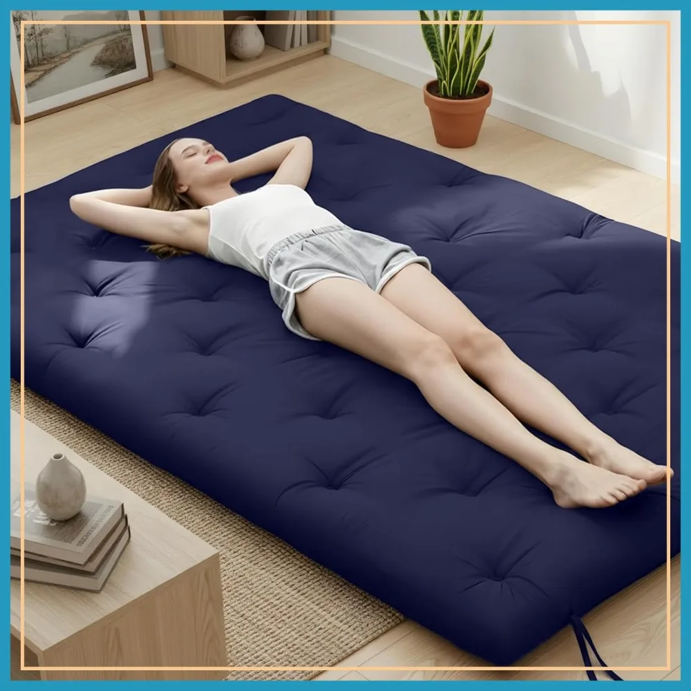 

Twin Size Japanese Floor Mattress 75x39 Inch, 2.5 Inch Thick Foldable Sleeping Pad for Camping Guest Room
