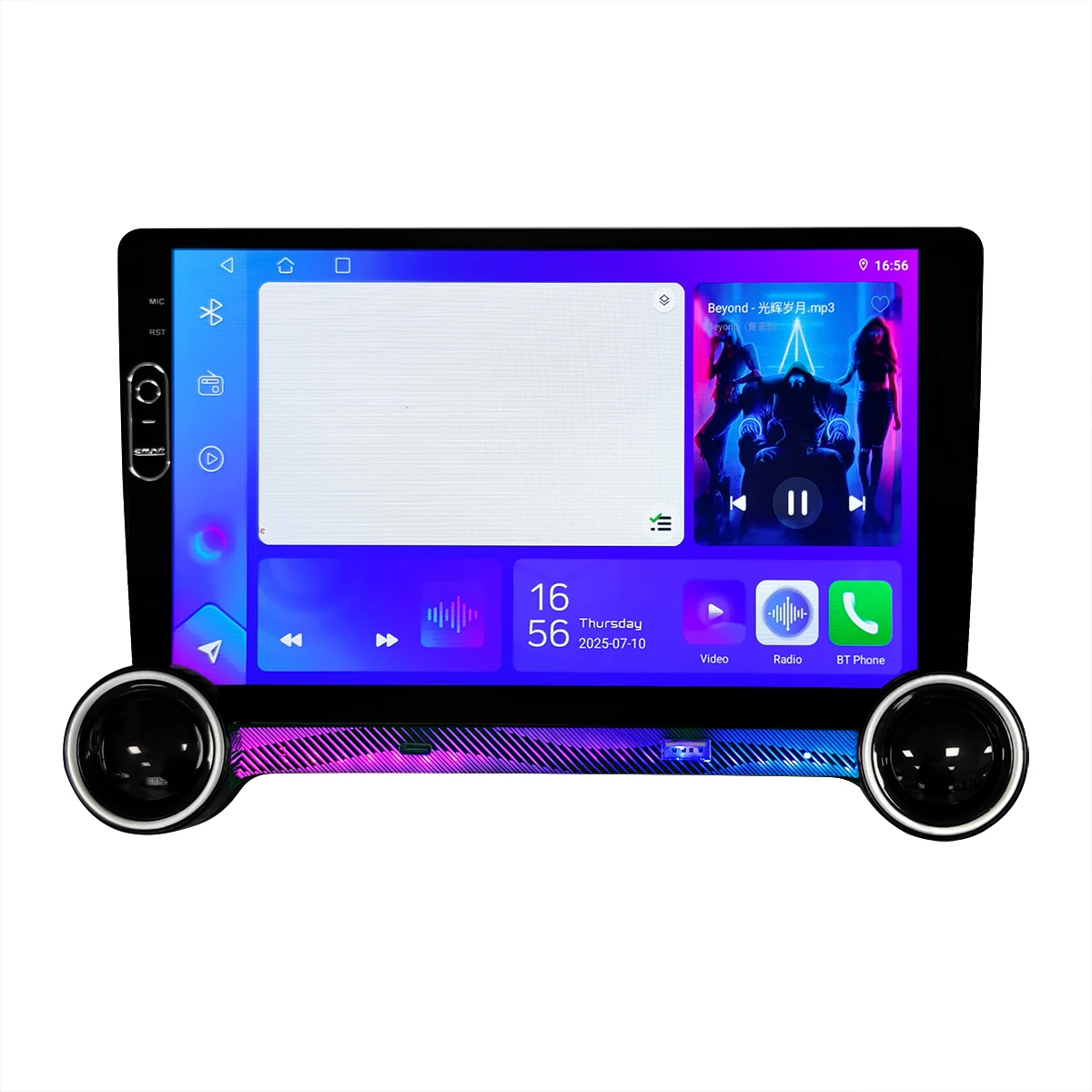 10 1 Inch Universal Screen Dual Din Android Car Stereo CarPlay Support GPS Navigation Ambient Lighting Multimedia Player